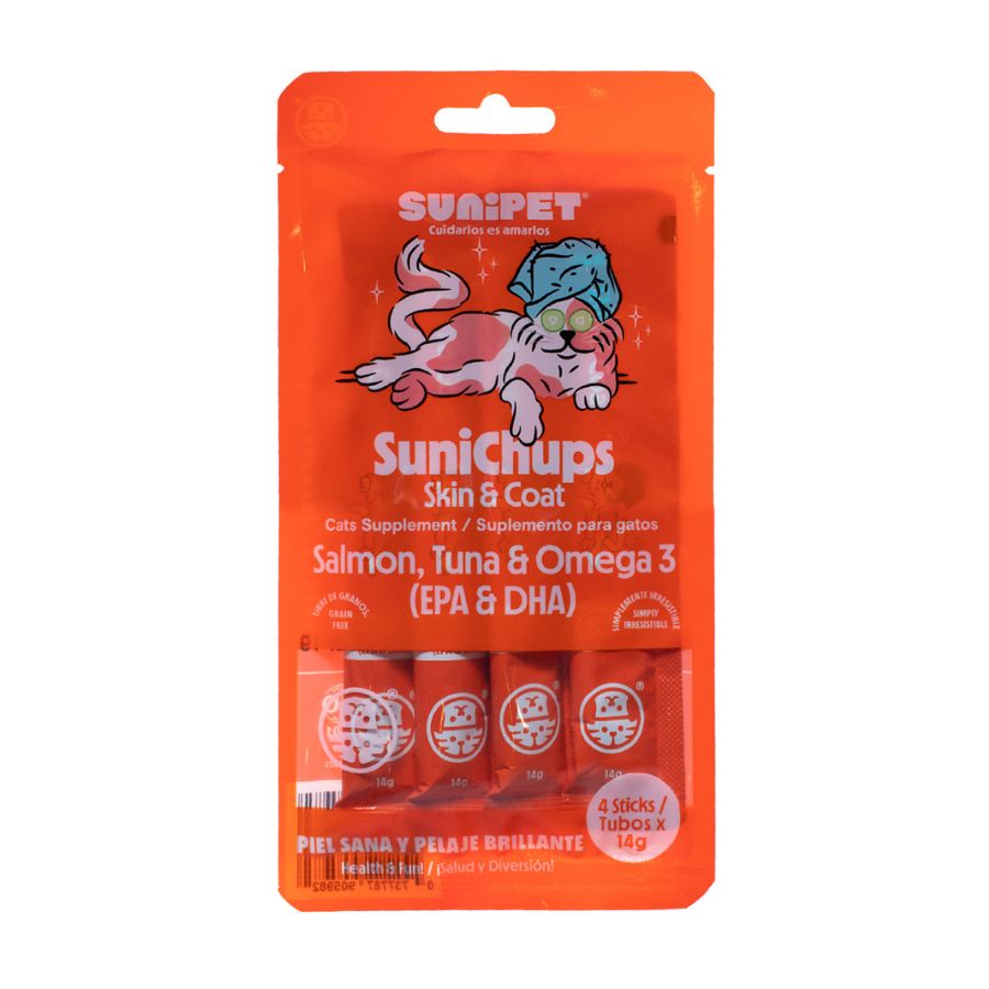 SuniChups Skin & Coat - Snack funcional para gatos 56 GR